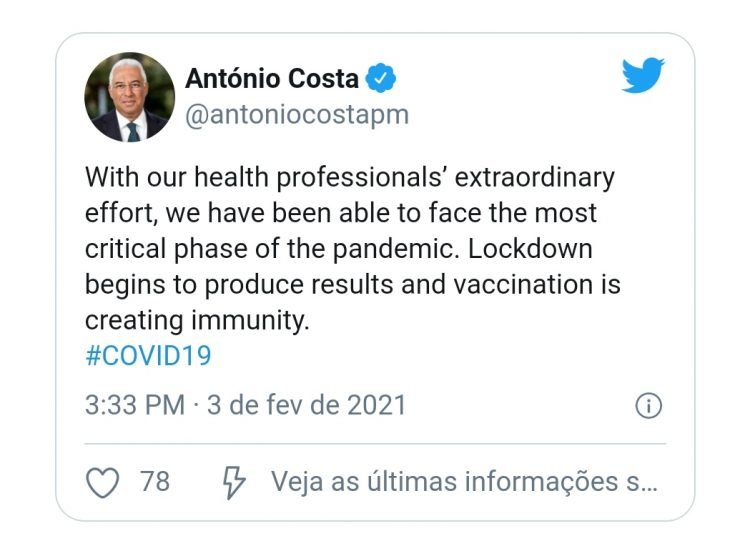“Confinamento começa a produzir resultados”, refere António Costa