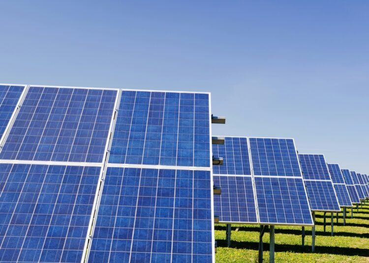 blue solar panel boards