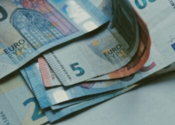 Detailed close-up of various Euro banknotes on a white surface, perfect for finance-related content.