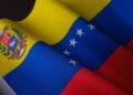 a close up of the flag of the state of venezuela